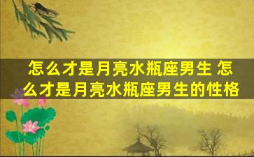 怎么才是月亮水瓶座男生 怎么才是月亮水瓶座男生的性格